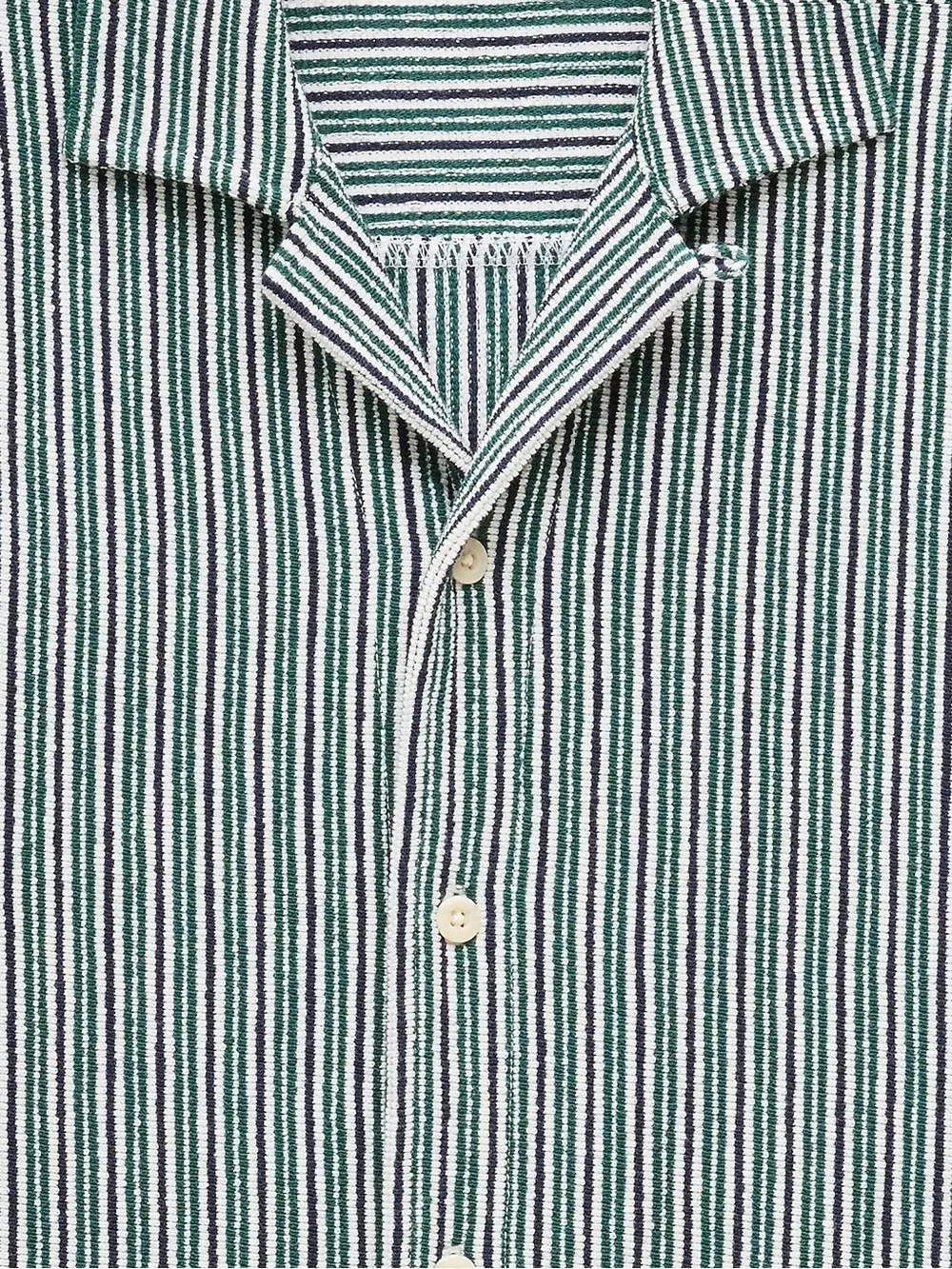 J. Crew Short-Sleeve Button-Down Shirt in Green & White Stripe